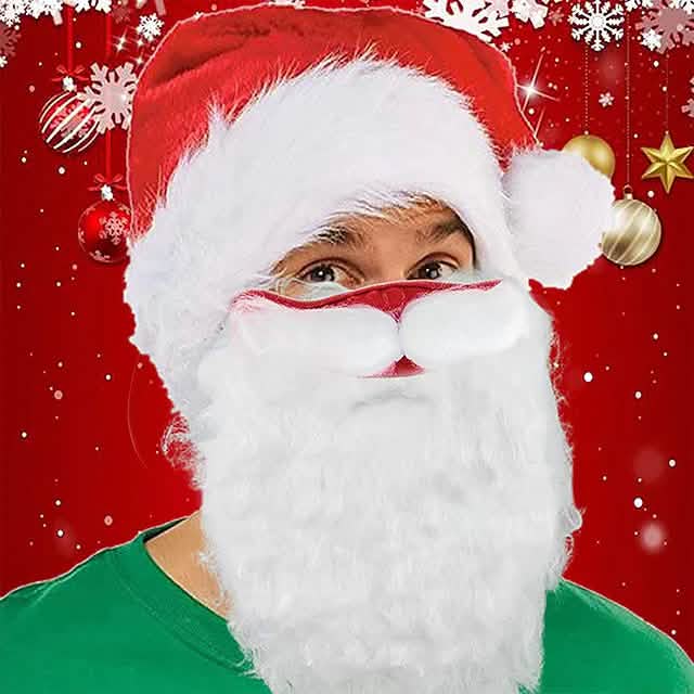 2-Piece: Adult Funny Cosplay Santa Claus Mask Face - A-1 Thread Vault