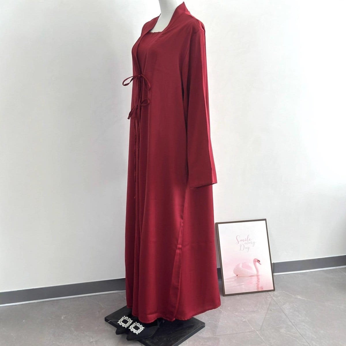 2-Piece Satin Open Abaya Set(MOA317) - A-1 Thread Vault