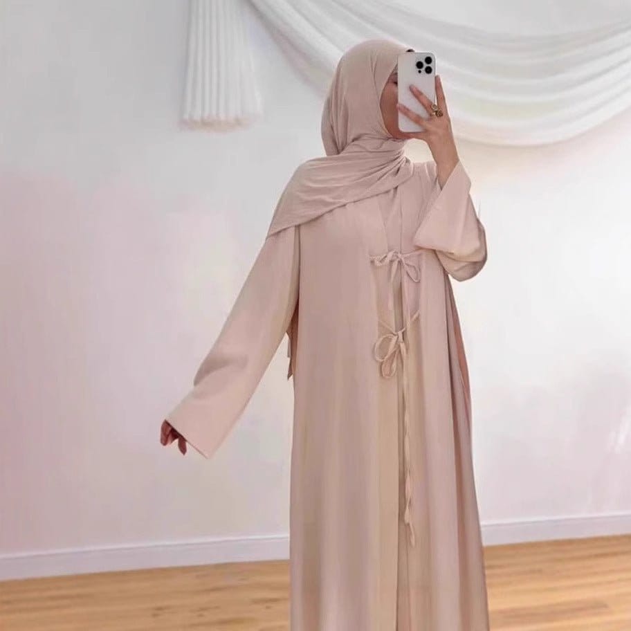 2-Piece Satin Open Abaya Set(MOA317) - A-1 Thread Vault