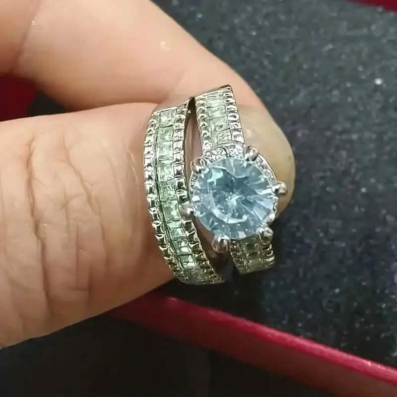 2-Piece Set: Elegant Square Cubic Zirconia Rings - A-1 Thread Vault