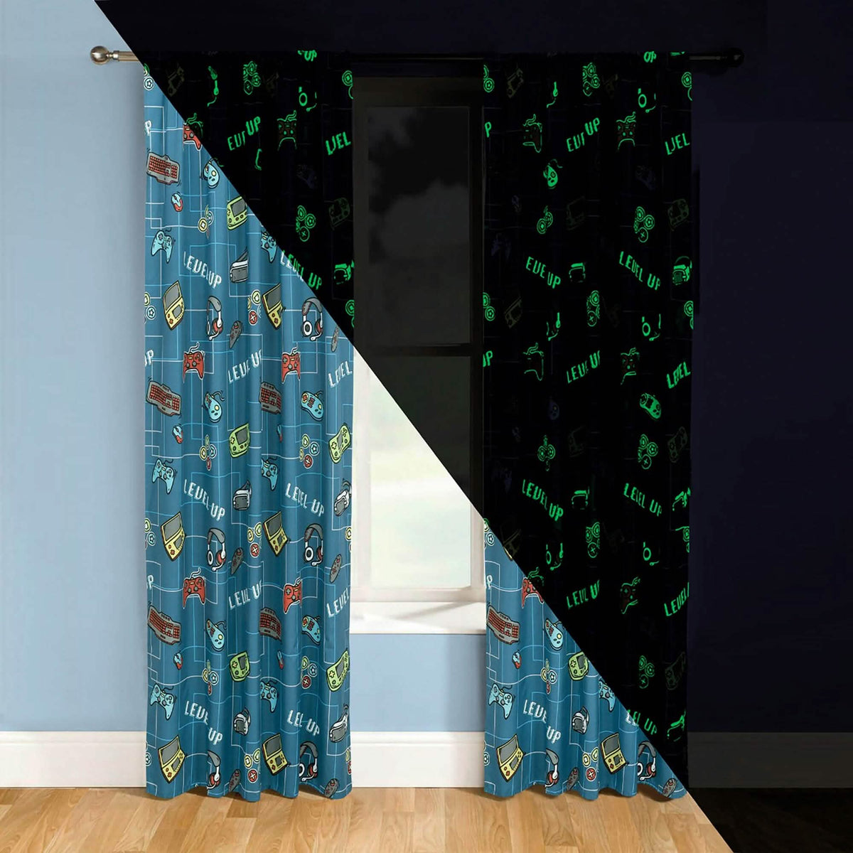 2-Piece Set: Kidz Mix Level Up Glow-in-the-Dark Window Panel Pair - A-1 Thread Vault