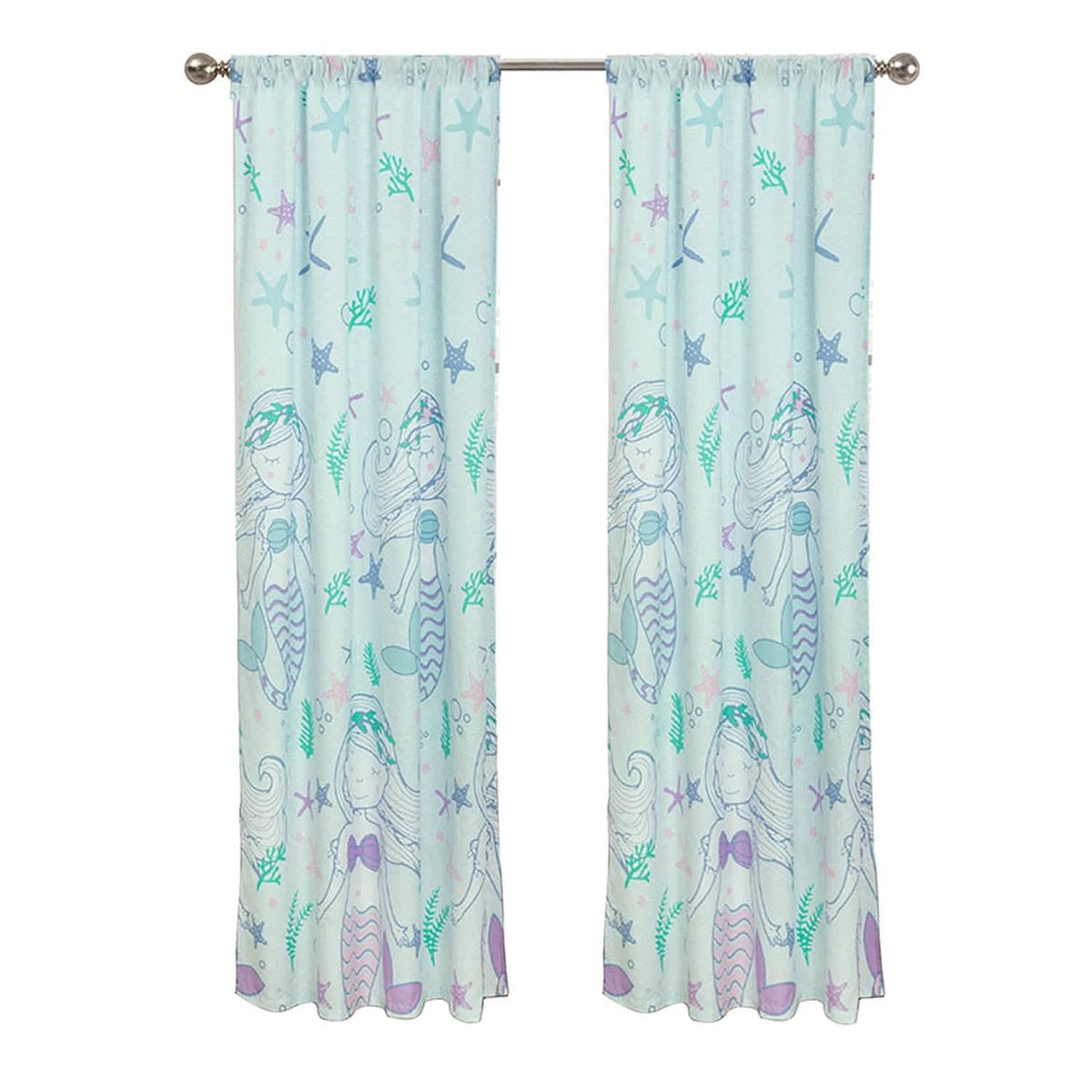 2-Piece Set: Kidz Mix Mystical Mermaid Window Panel Pair - A-1 Thread Vault