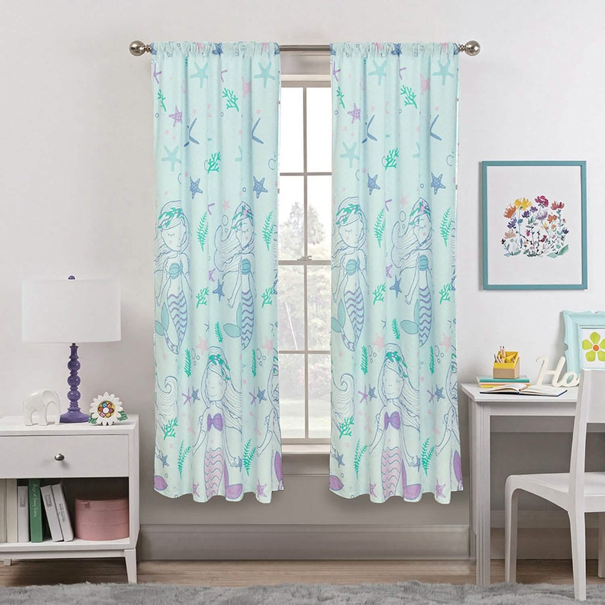 2-Piece Set: Kidz Mix Mystical Mermaid Window Panel Pair - A-1 Thread Vault