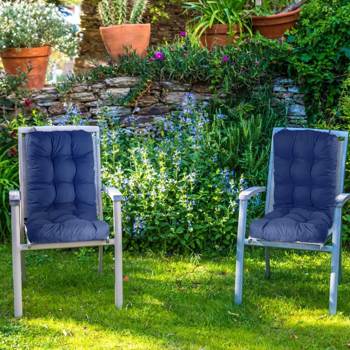2-Piece Set: Rocking Chair Cushion with Non-Slip Ties Polyester Fiber Filling - A-1 Thread Vault