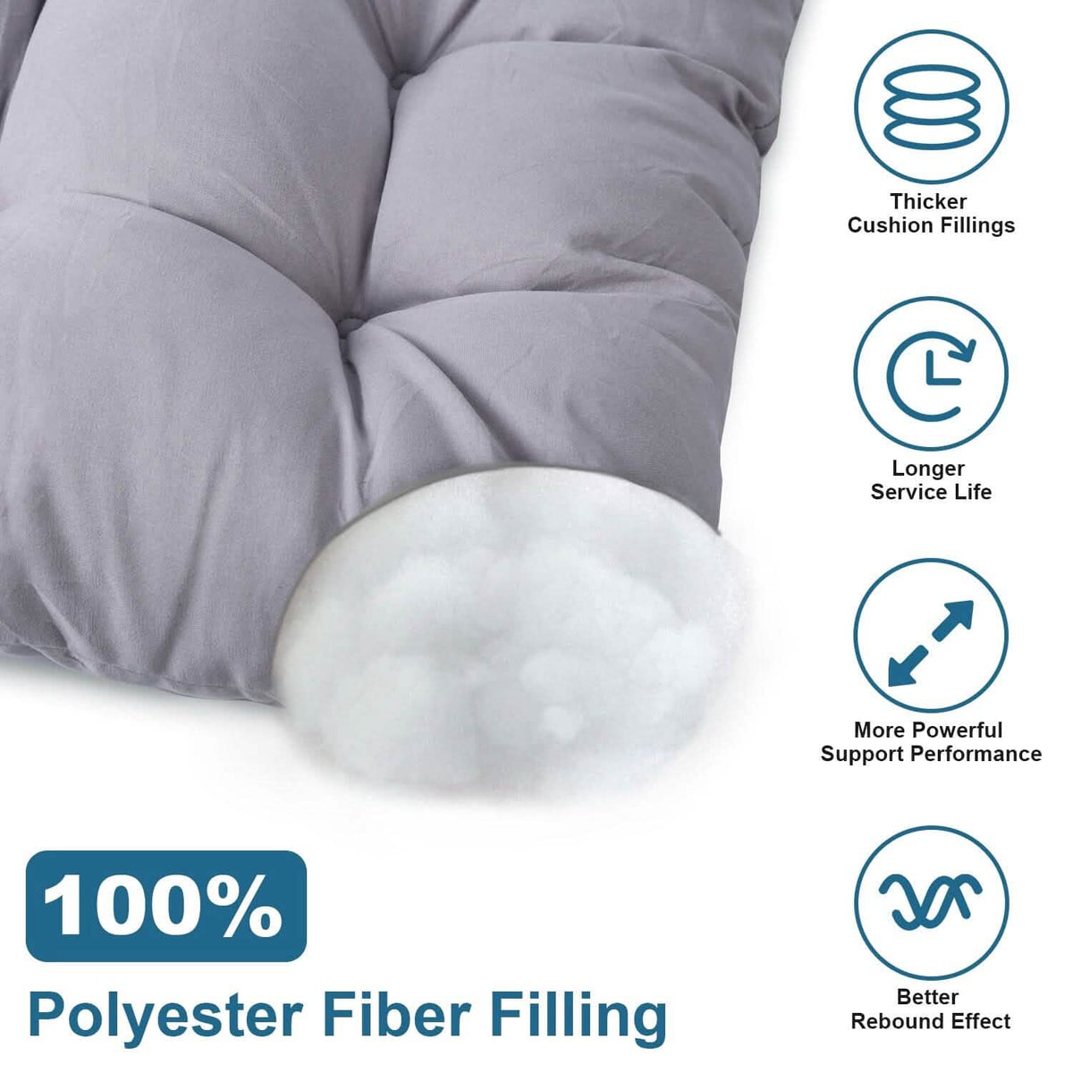 2-Piece Set: Rocking Chair Cushion with Non-Slip Ties Polyester Fiber Filling - A-1 Thread Vault