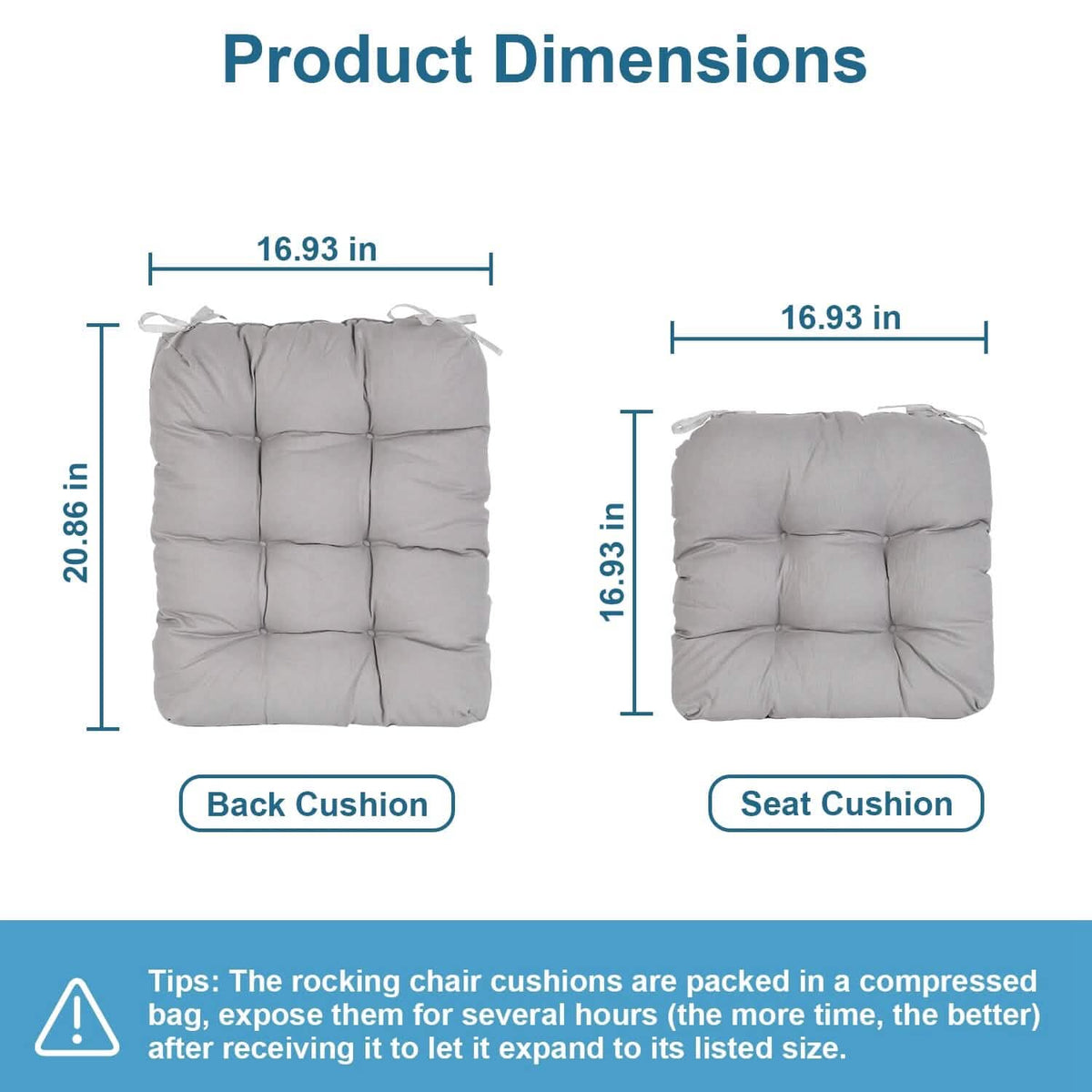2-Piece Set: Rocking Chair Cushion with Non-Slip Ties Polyester Fiber Filling - A-1 Thread Vault