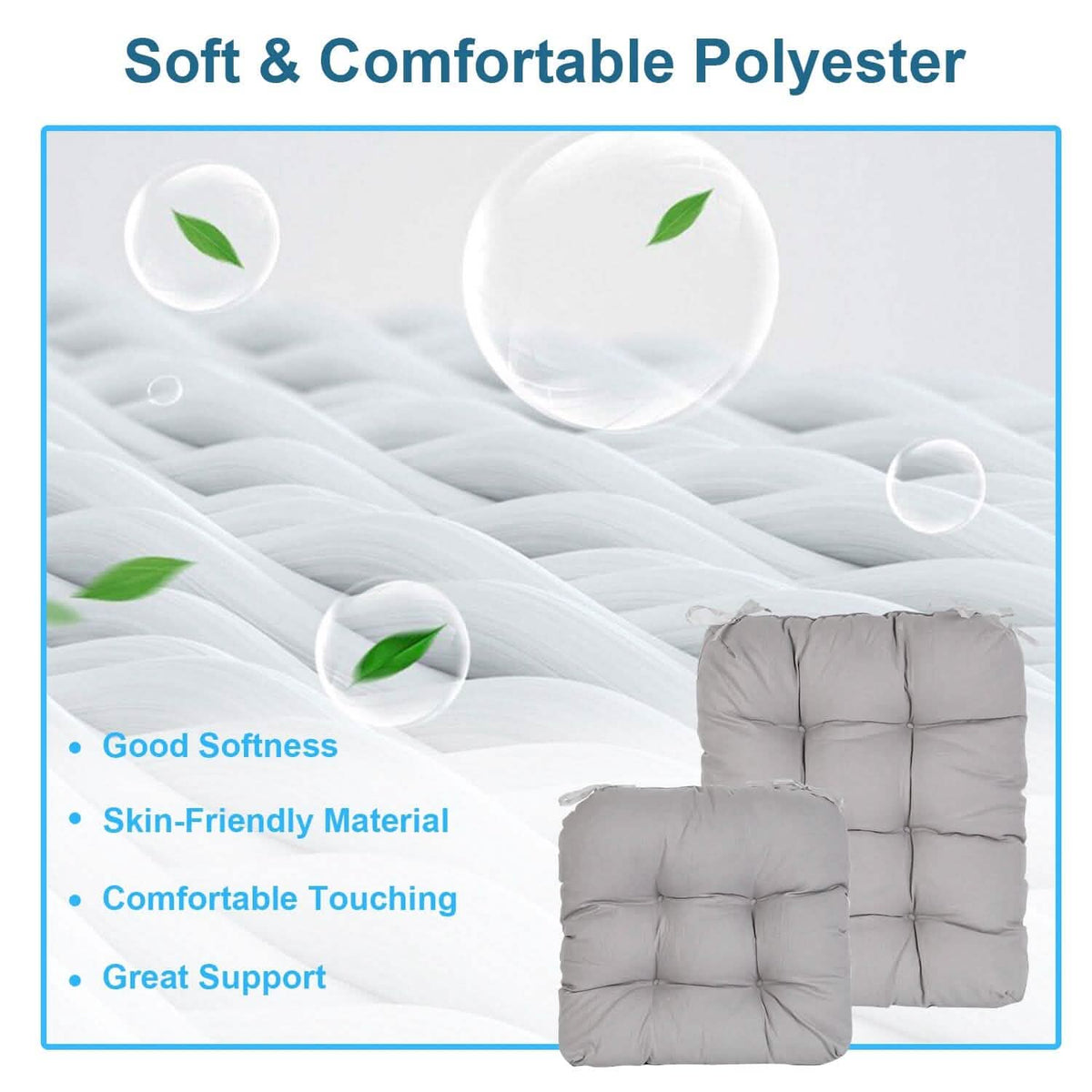 2-Piece Set: Rocking Chair Cushion with Non-Slip Ties Polyester Fiber Filling - A-1 Thread Vault