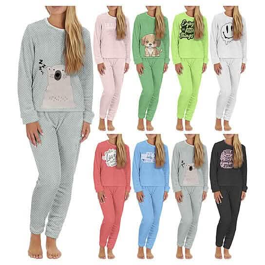 2-Piece Set: Women's Plush Popcorn Knit Top and Jogger Pants Pajama Set (Plus Size) - A-1 Thread Vault