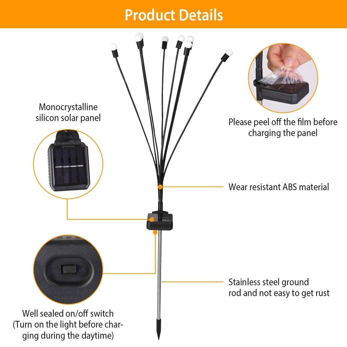 2-Piece: Solar Firefly Lights Swaying Decorative Pathway Lamp - A-1 Thread Vault