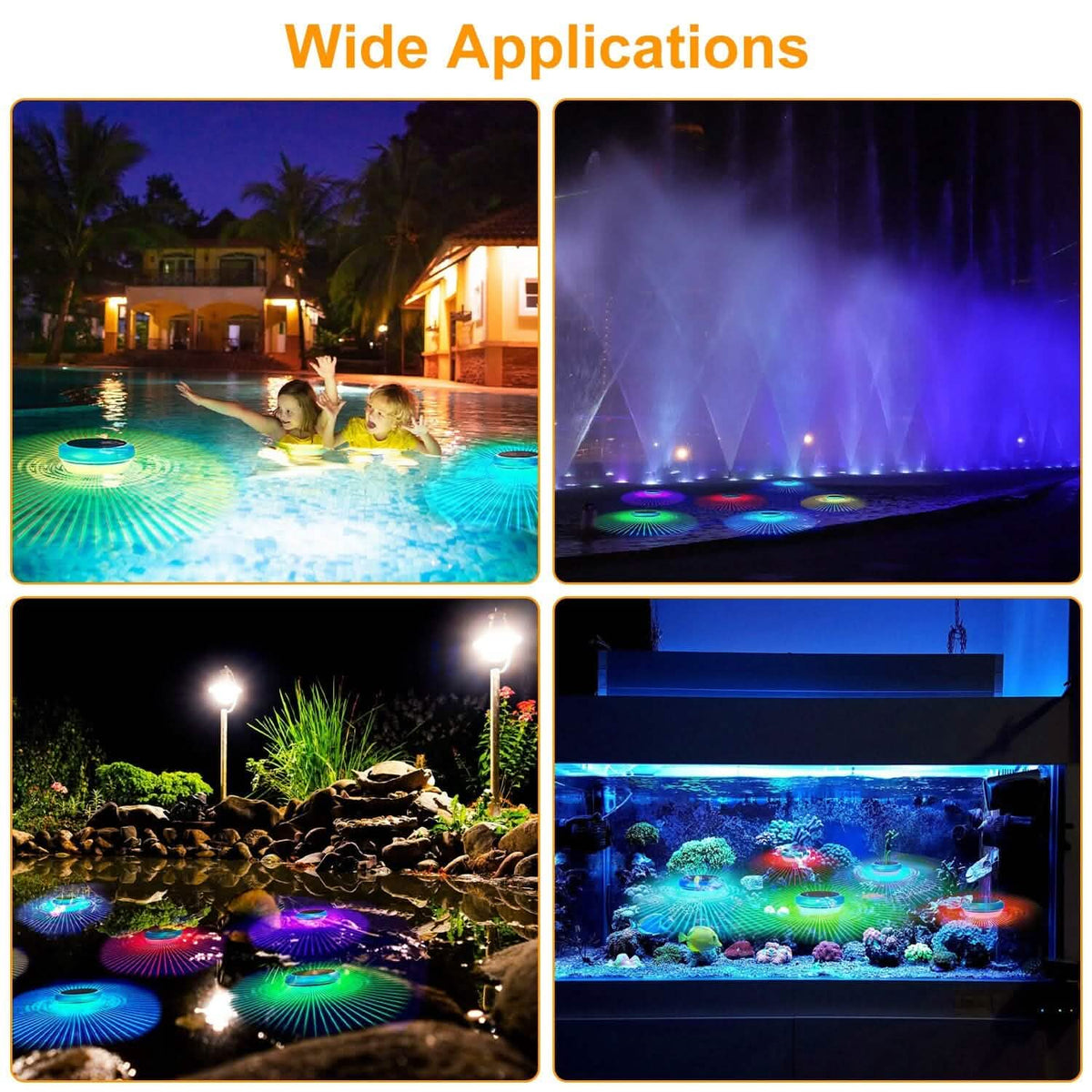 2-Piece: Solar Powered LED Pool Light Gradient Multicolor Changing - A-1 Thread Vault