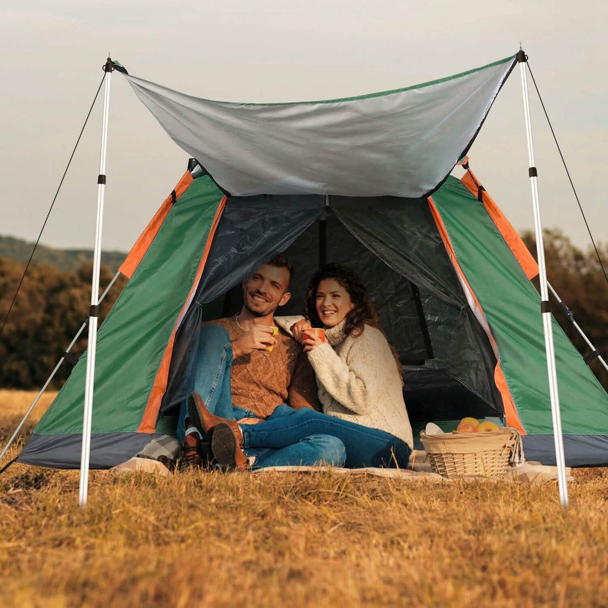 2-Piece: Telescoping Tarp Poles Portable Aluminum Awning Poles - A-1 Thread Vault