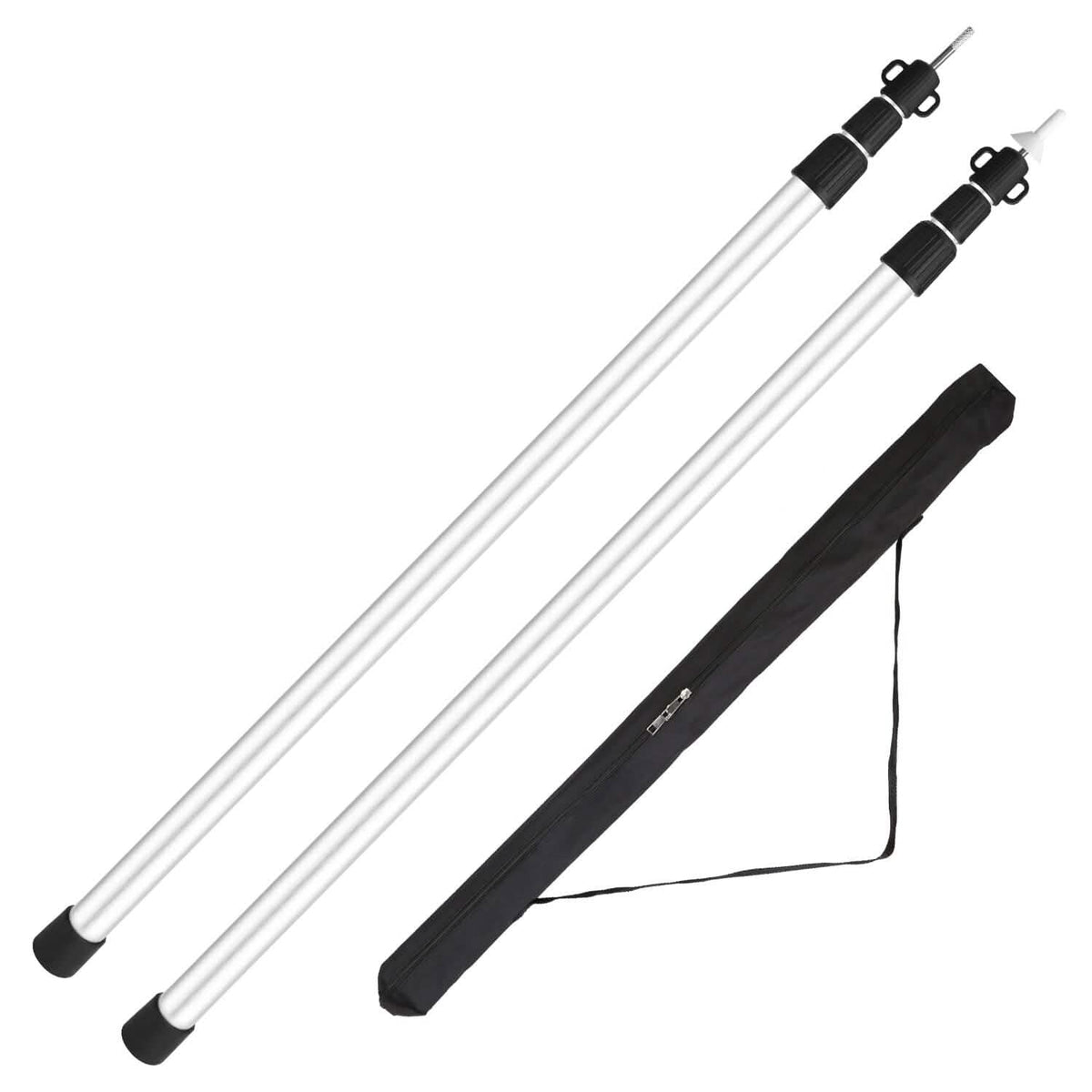 2-Piece: Telescoping Tarp Poles Portable Aluminum Awning Poles - A-1 Thread Vault