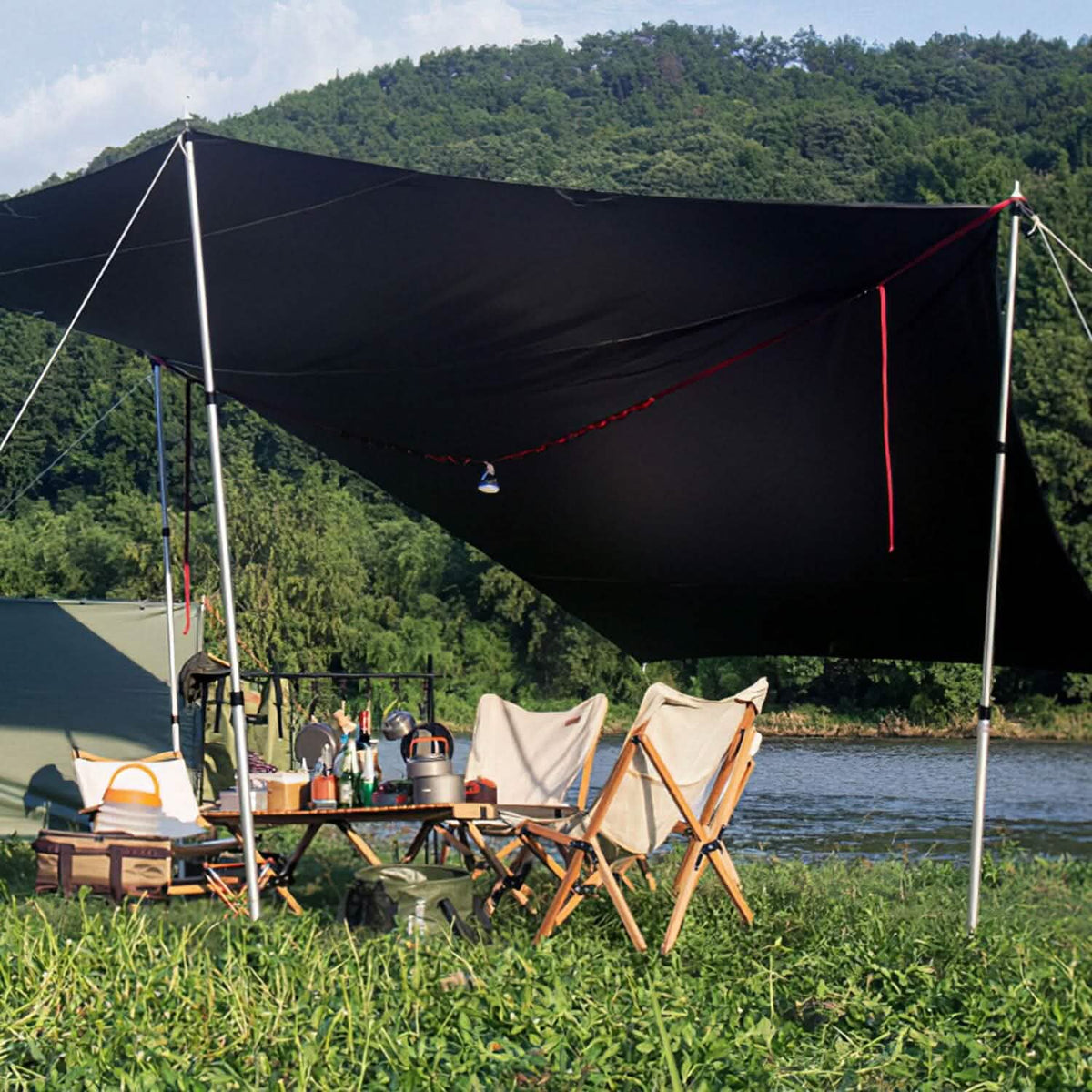 2-Piece: Telescoping Tarp Poles Portable Aluminum Awning Poles - A-1 Thread Vault