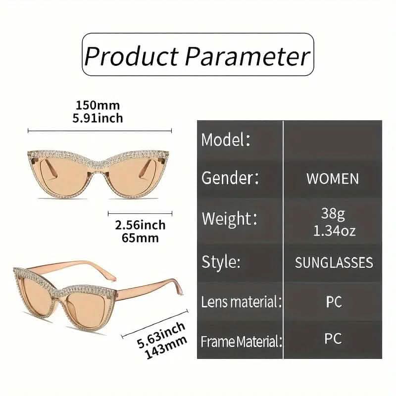 2-Pieces: Bling Rhinestone Cat Eye Sunglasses - A-1 Thread Vault