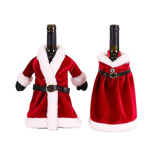 2-Pieces: Christmas Wine Bottle Cover Merry Christmas Decor - A-1 Thread Vault