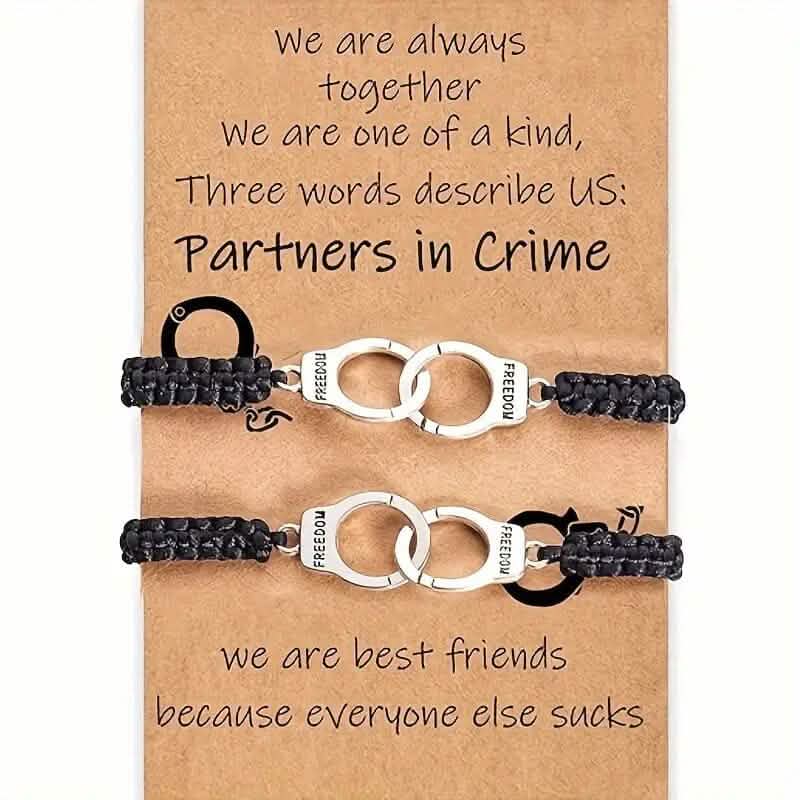 2-Pieces: Classic Vintage Handcuff Charm Friendship Bracelets - A-1 Thread Vault
