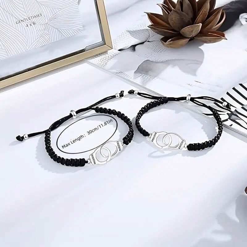 2-Pieces: Classic Vintage Handcuff Charm Friendship Bracelets - A-1 Thread Vault