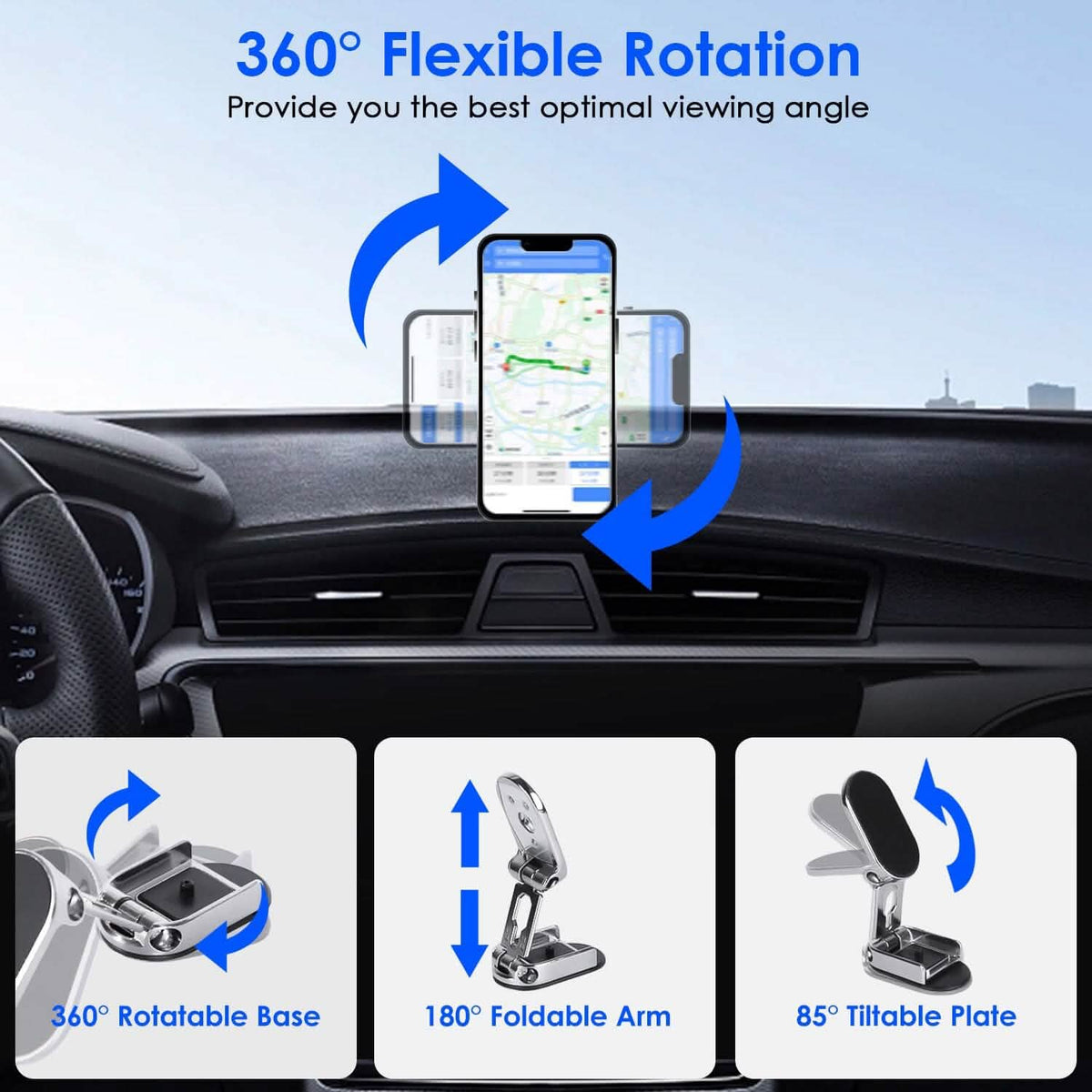 2-Pieces: Foldable Magnetic Car Phone Holder - A-1 Thread Vault
