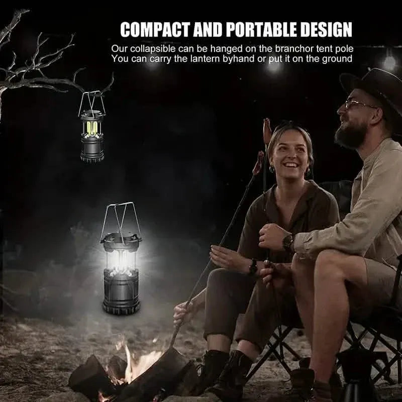 2-Pieces: Super Bright LED Camping Lantern - Portable and Collapsible Emergency Flashlight with Battery Power - A-1 Thread Vault