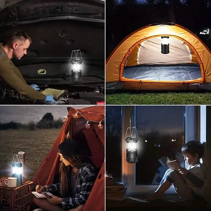 2-Pieces: Super Bright LED Camping Lantern - Portable and Collapsible Emergency Flashlight with Battery Power - A-1 Thread Vault