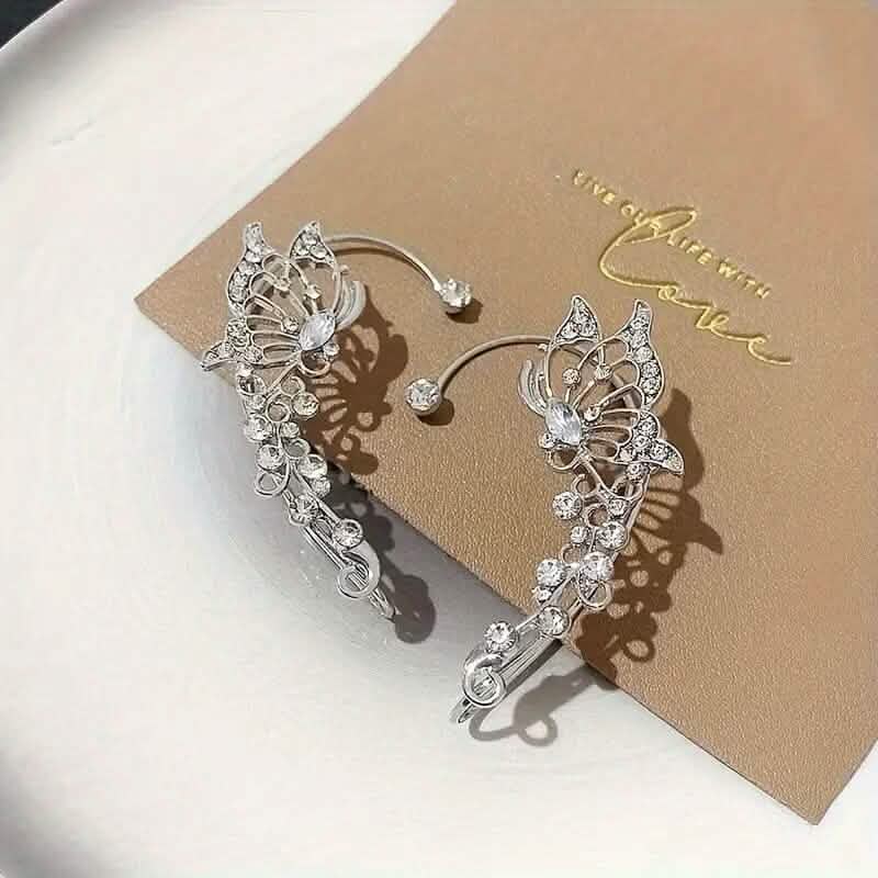 2-Pieces: Trendy Minimalist Style Hip Hop Hollow Butterfly Ear Climber - A-1 Thread Vault
