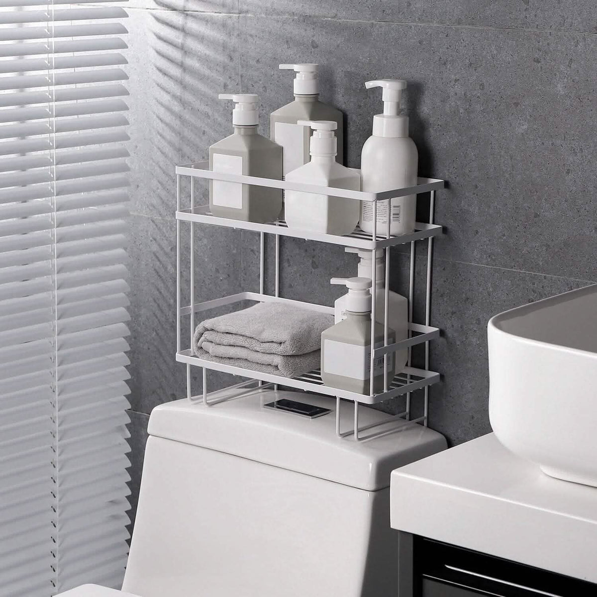 2-Tier Over the Toilet Storage Shelf Rack - A-1 Thread Vault