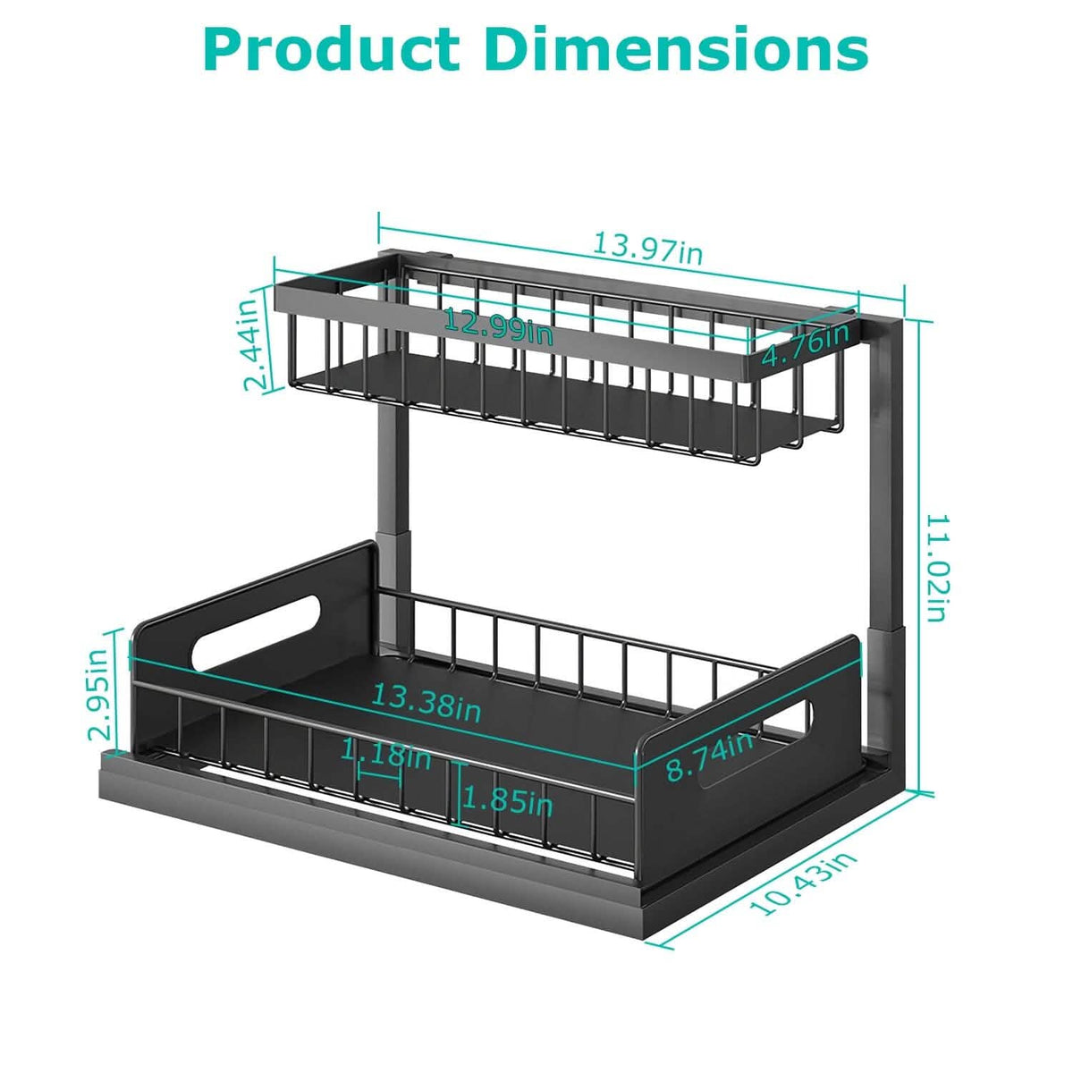 2-Tier Under Sink Organizer Pull Out Basket Storage - A-1 Thread Vault