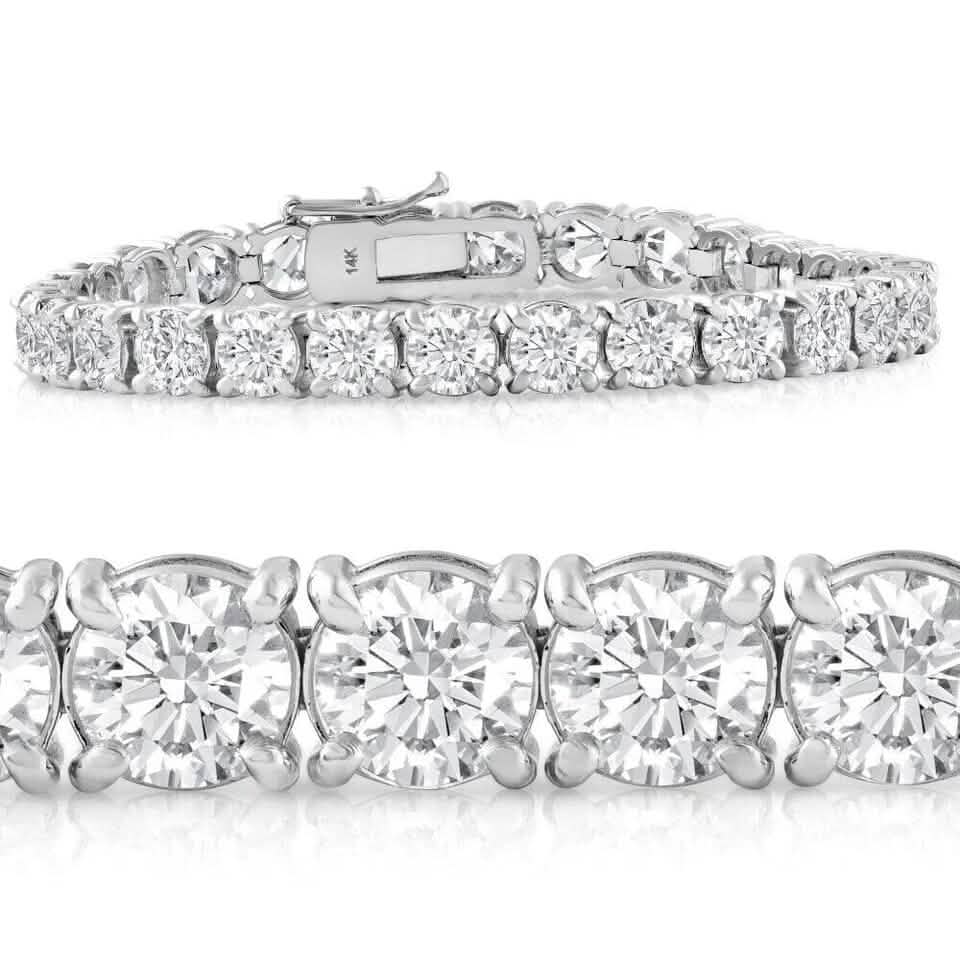 20 Ct Lab Grown Diamond Tennis Bracelet 14k White Gold 7" - A-1 Thread Vault