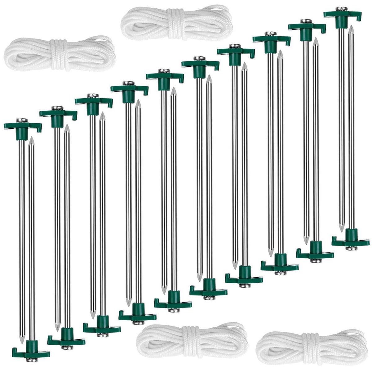 20-Piece: 9.8-Inch Tent Pegs Ropes Set - A-1 Thread Vault