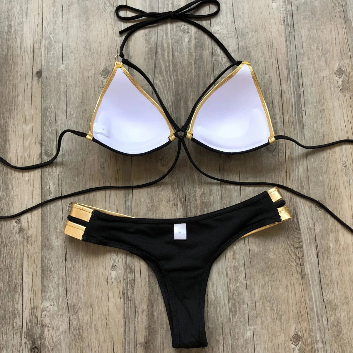 2023 Gold Stamping Women Bikini Set Sexy Padded Women Swimsuit Push Up Bikini Swimwear Summer Beachwear Brazil Bathing Suit - A-1 Thread Vault