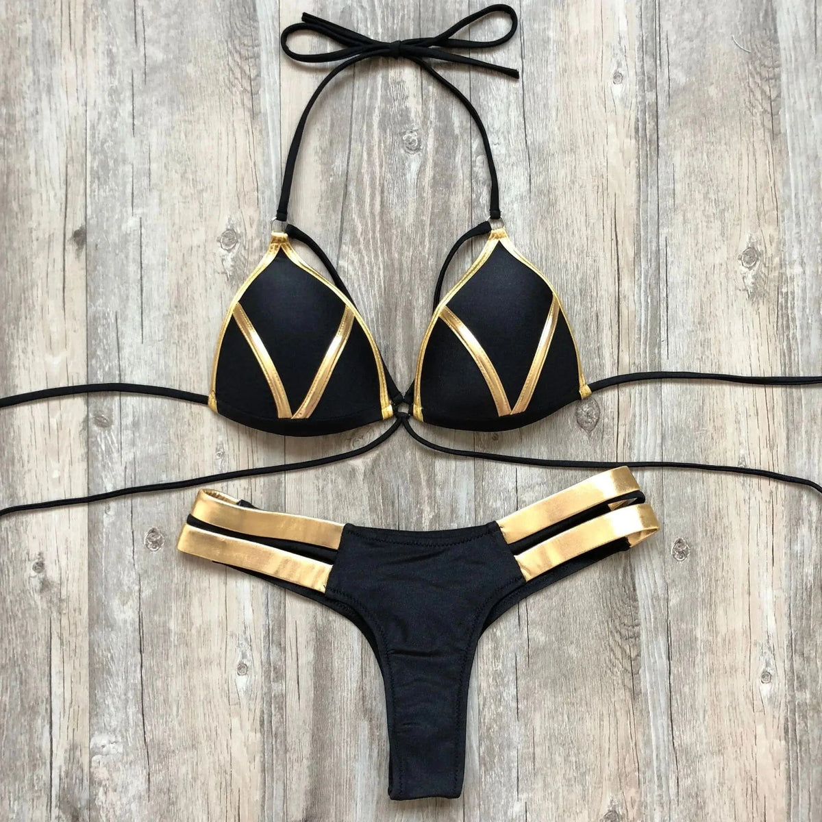 2023 Gold Stamping Women Bikini Set Sexy Padded Women Swimsuit Push Up Bikini Swimwear Summer Beachwear Brazil Bathing Suit - A-1 Thread Vault