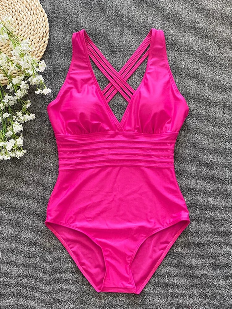 2023 Sexy One Piece Swimsuit Women Cross Bandage Backless Swimwear Female Push Up Monokini Bathers Bathing Suits Beachwear Swim - A-1 Thread Vault