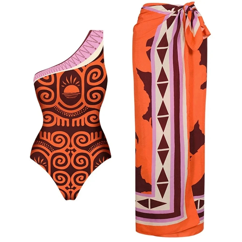 2025 New Arrival Push Up One Piece Swimsuit Ruffle Beach Wear Swimwear Women Wrap Skirt Swimsuit Cover Up Sexy Sarong Plage - A-1 Thread Vault