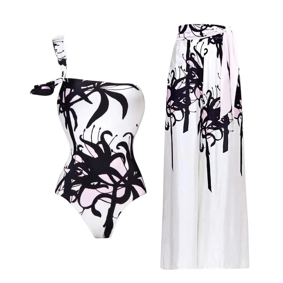 2025 New Arrival Push Up One Piece Swimsuit Ruffle Beach Wear Swimwear Women Wrap Skirt Swimsuit Cover Up Sexy Sarong Plage - A-1 Thread Vault
