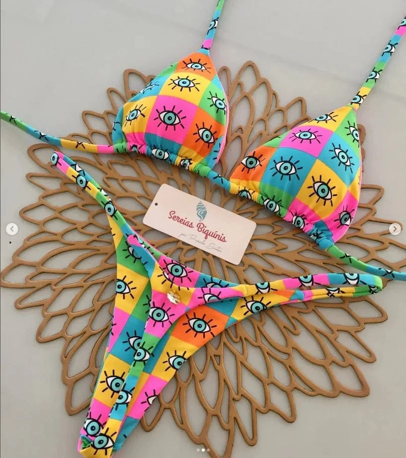 2025 New Sexy Prints Mciro Bikini Set Women Holiday Swimsuit Lace-up Swimwear 2 Piece Set Backless Biquine Brasileiro Beachwear - A-1 Thread Vault