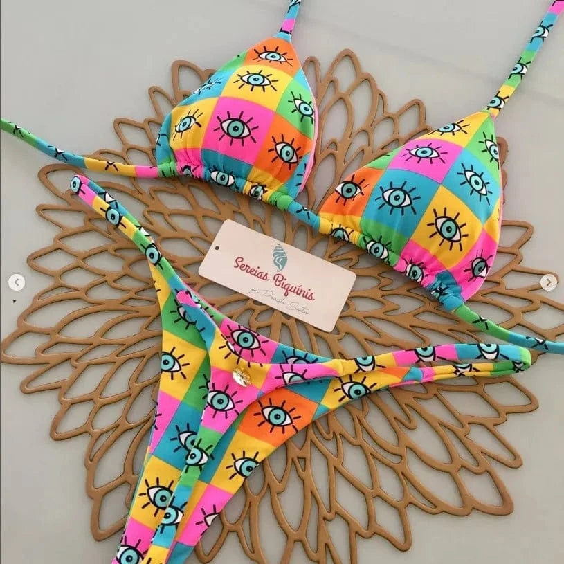 2025 New Sexy Prints Mciro Bikini Set Women Holiday Swimsuit Lace-up Swimwear 2 Piece Set Backless Biquine Brasileiro Beachwear - A-1 Thread Vault