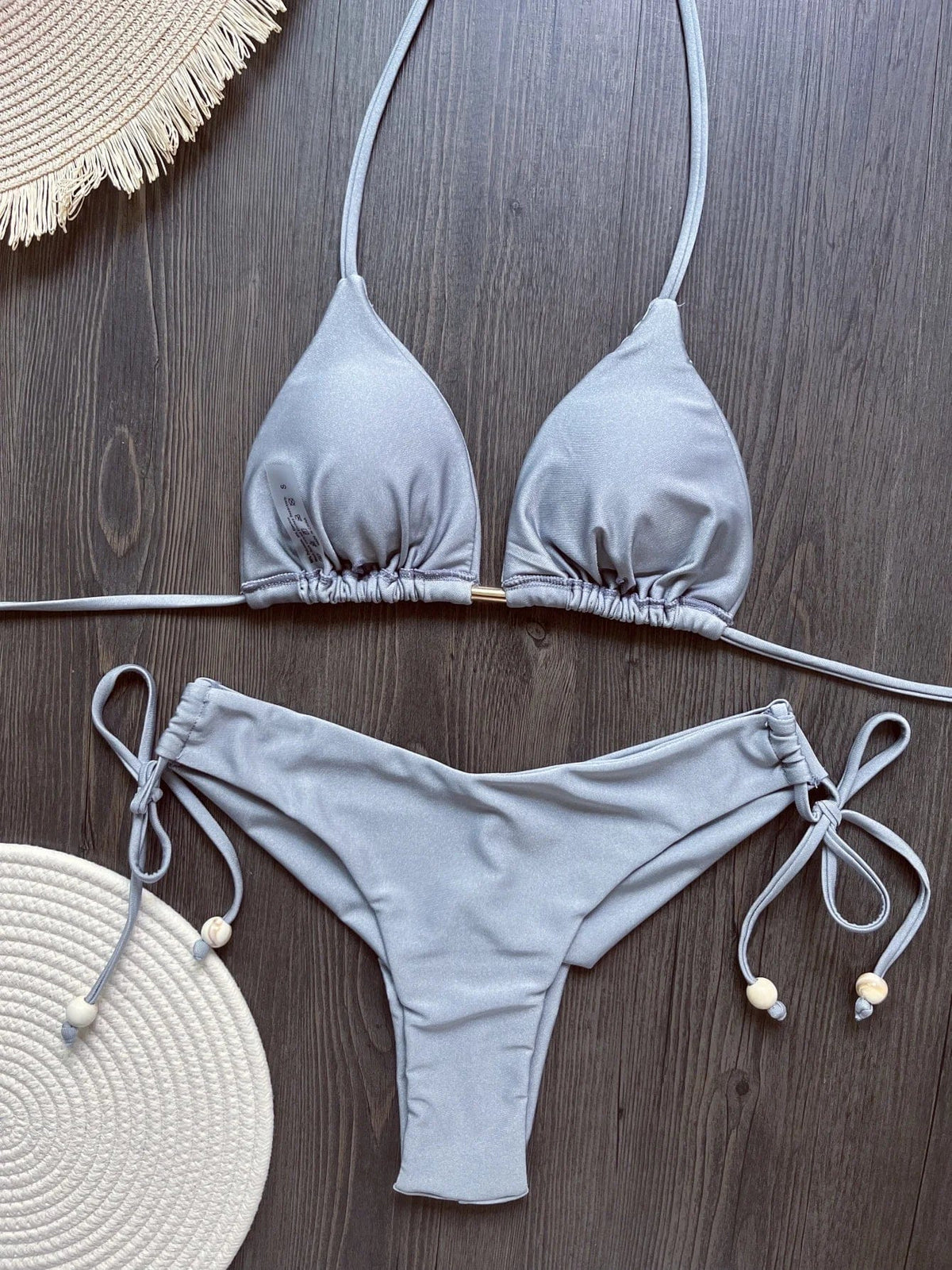 2025 New Sexy Triangle Bathing Suit for Women Brazilian Bikinis Halter Swimwear Push Up Swimsuit Metal Chain Beach Bikini Set - A-1 Thread Vault