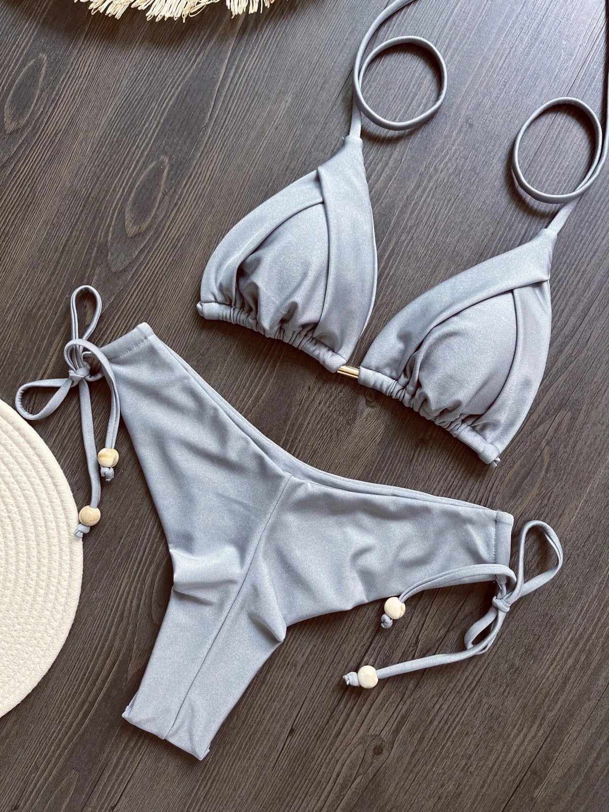 2025 New Sexy Triangle Bathing Suit for Women Brazilian Bikinis Halter Swimwear Push Up Swimsuit Metal Chain Beach Bikini Set - A-1 Thread Vault