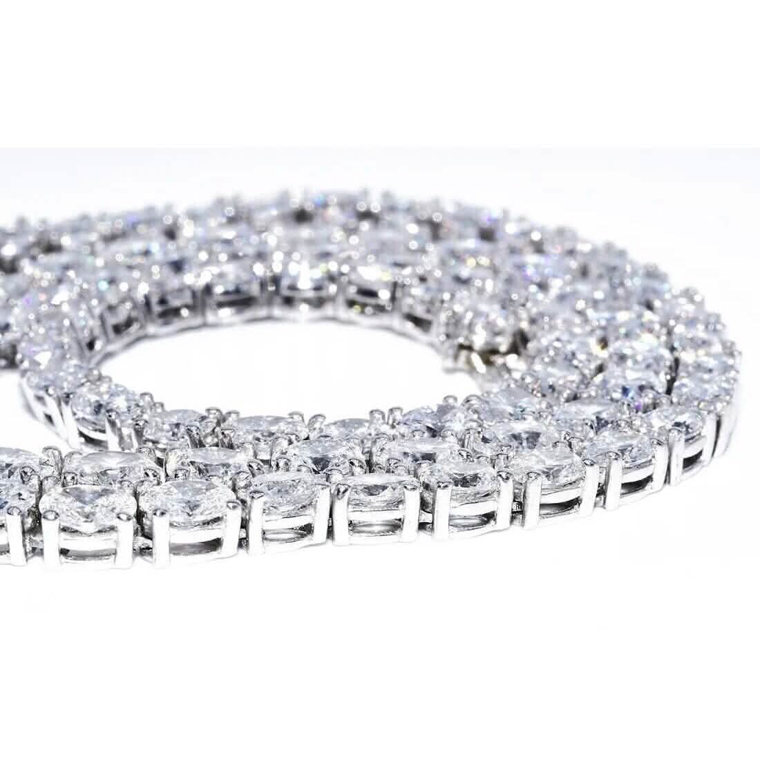 21.25CT Lab Grown Oval Diamond Graduated Tennis Necklace Platinum & 14K - A-1 Thread Vault