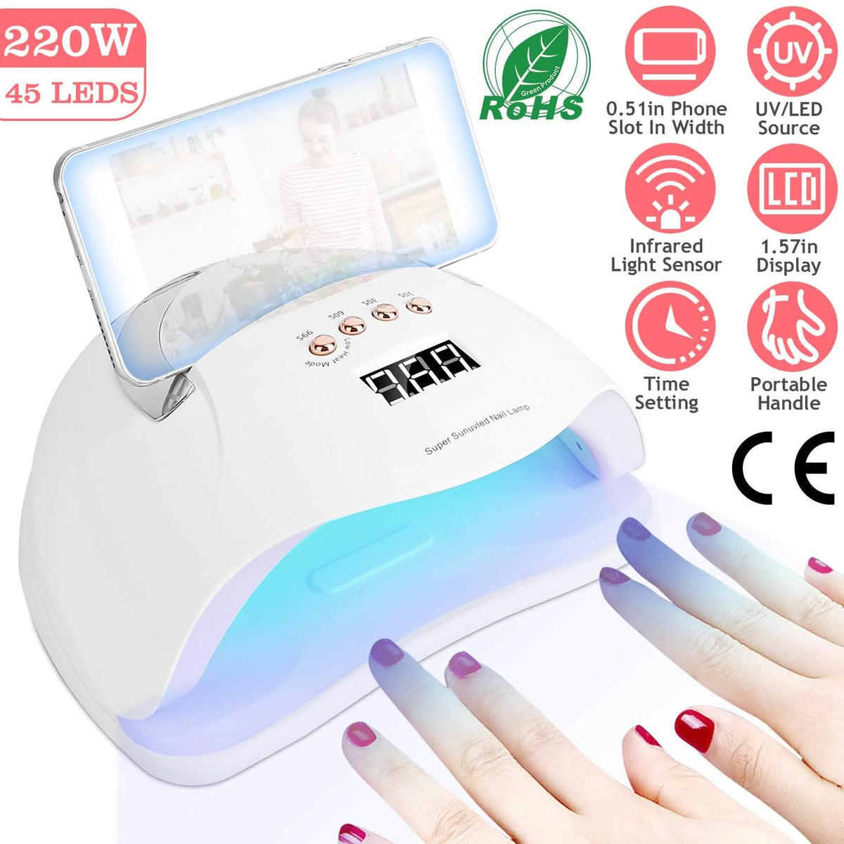220W UV LED Nail Lamp Gel Polish Dryer - A-1 Thread Vault
