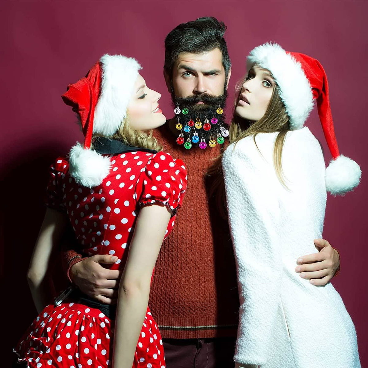 24-Piece: Christmas Beard Baubles Ornaments Santa Claus Beard Bells - A-1 Thread Vault
