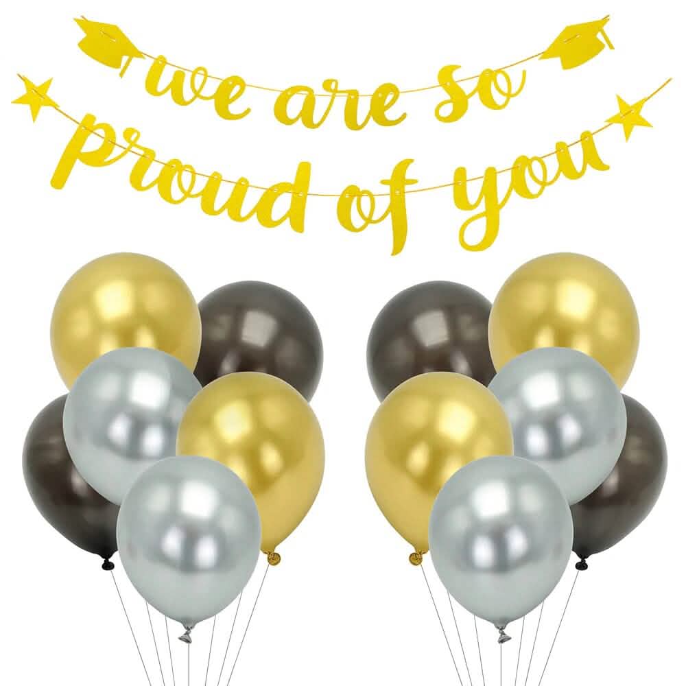24-Piece: Gold Letter Banner "We Are So Proud of You" Hanging Decor - A-1 Thread Vault