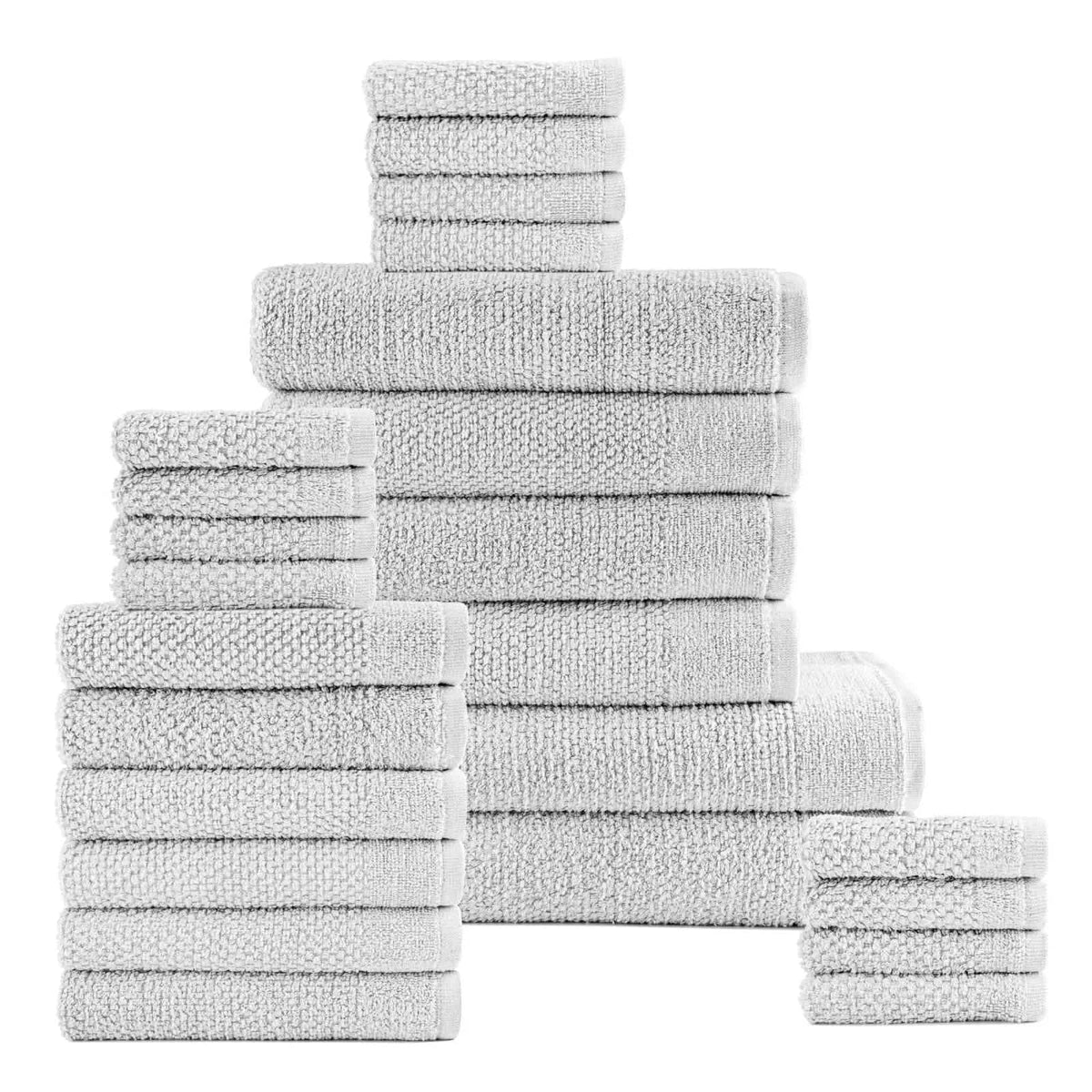 24-Piece Set: Dan River Popcorn Cotton Bath Towel Set - A-1 Thread Vault