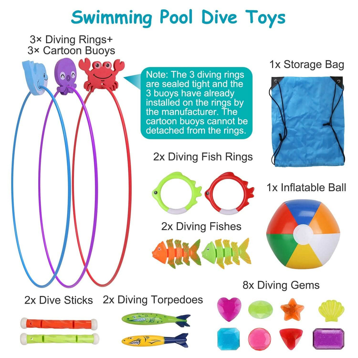 24-Pieces: Diving Toys Swimming Pool for Aged 3+ Years Old - A-1 Thread Vault