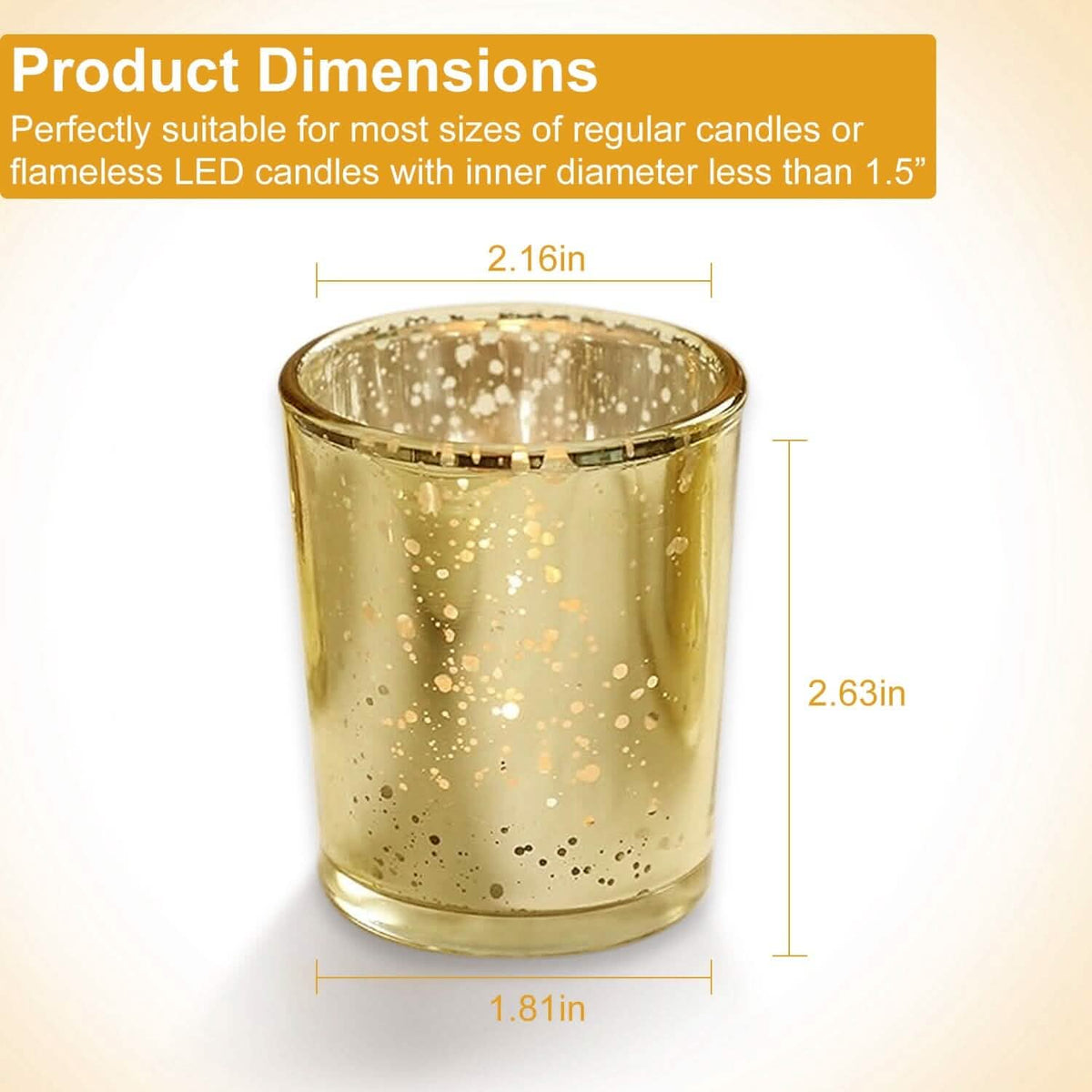 24-Pieces Gold Votive Tealights Candle Holder Mercury Glass - A-1 Thread Vault