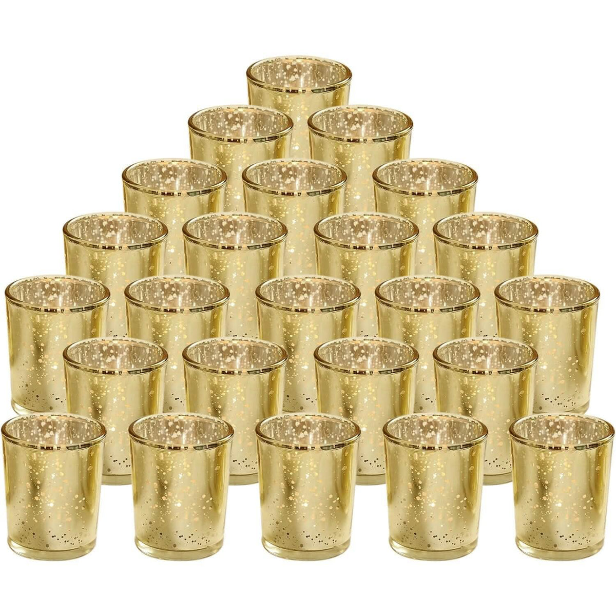 24-Pieces Gold Votive Tealights Candle Holder Mercury Glass - A-1 Thread Vault