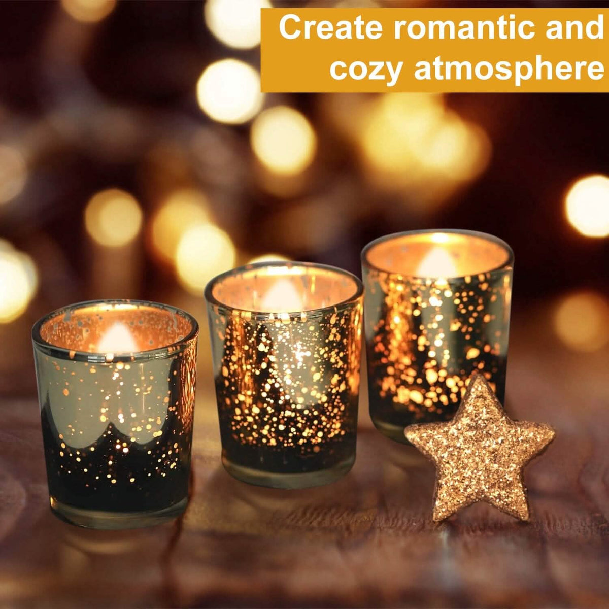 24-Pieces Gold Votive Tealights Candle Holder Mercury Glass - A-1 Thread Vault