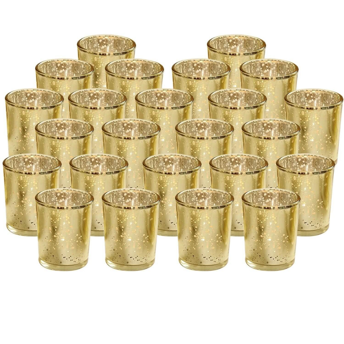 24-Pieces Gold Votive Tealights Candle Holder Mercury Glass - A-1 Thread Vault