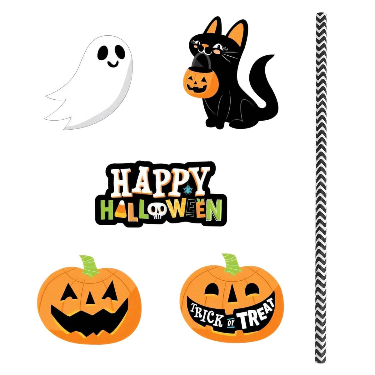 24-Pieces: Halloween Party Striped Decorative Paper Straws - A-1 Thread Vault