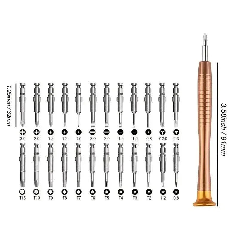25-Piece Set: Precision Tool Repair Kit with Leather Case - A-1 Thread Vault